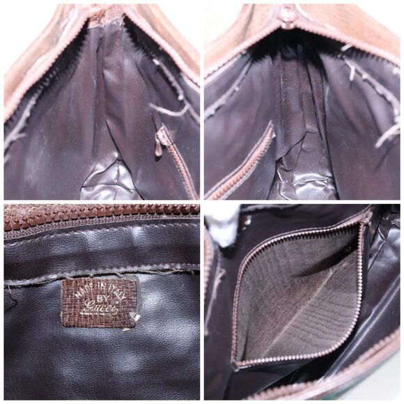 GUCCI GG Supreme Web Sherry Line Shoulder Bag PVC Beige Gold Red Auth 95726 - Picture 15 of 16